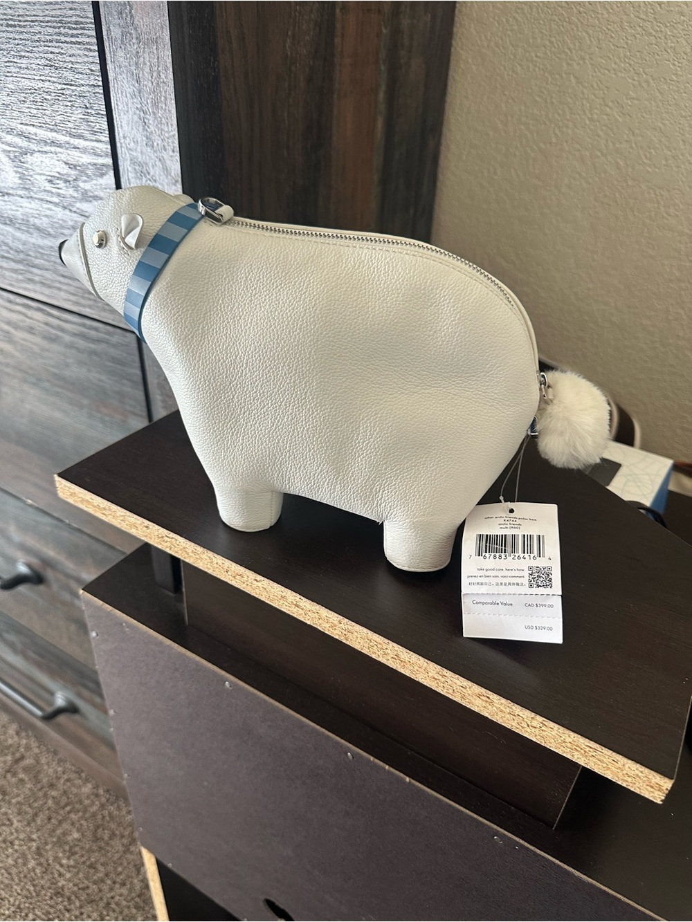 kate spade White Polar Bear Crossbody Bag with Blue Scarf - Picture 3 of 16